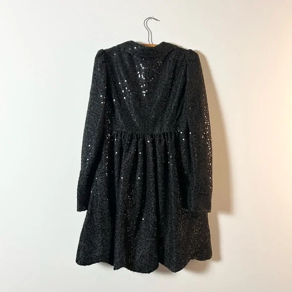 Betsey Johnson Vintage Black Sequin Button Front Coat Jacket Womens 8 Holiday - Picture 6 of 6